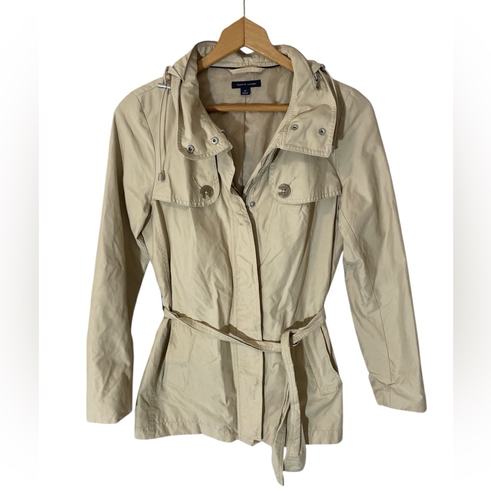 C12- Women’s Size Small Tan Tommy Hilfiger Dress Coat Jacket